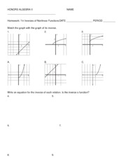 7_4 Homework - Inverses of Nonlinear Functions