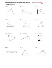 Int And Ext Angles Of Triangles Ws Pdf