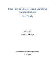 NMbanya Uber Pricing Strategies and Marketing Communications case.docx