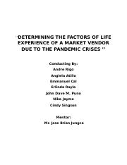 Determining the Factors of Life Experience of a Market Vendor due to the pandemic finish.docx