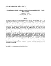 A Comparison of Computer Assisted Instruction and the Traditional Method of Teaching Basic Stat.docx