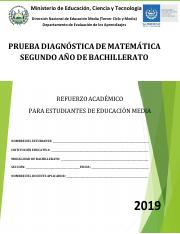 Prueba de diagnóstico de Matemática  Segundo Año de Bachillerato - 2019.pdf
