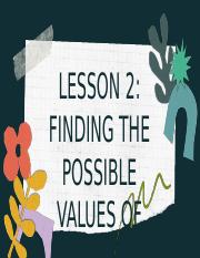 Lesson 2 FINDING THE POSSIBLE VALUES OF RANDOM VARIABLES.pptx