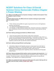 NCERT Solutions for Class 10 Social Science Civics Democratic Politics Chapter 1 Power Sharing.docx
