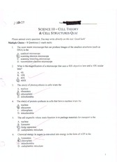 cell theory and structure quiz