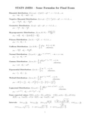 Stats2MB3 Formulas for Final Exam 2014