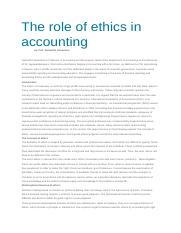 The role of ethics in accounting