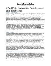 HCAS133 - Lecture 8 - Development and Inheritance.docx