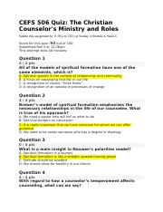 CEFS 506 Quiz- The Christian Counselor's Ministry and Roles.docx