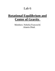 centre of gravity lab report