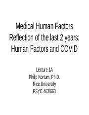 Medical Human Factors Lecture 1A COVID and HF.ppt