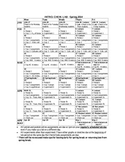 Chemistry 2 Lab Schedule