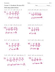 Precalculus Lesson 3.2 Synthetic Division WS and SOLUTIONS.pdf