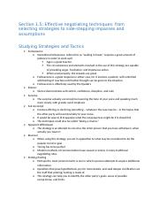 Section 1.5 - Effective negotiating techniques, from selecting strategies to side-stepping impasses 