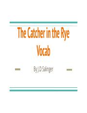 The Catcher in the Rye Vocab