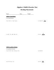 Copy of Algebra 2 Skill 6 Practice Test 2018 - 2019.docx