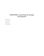 BSBFIN801 Lead financial strategy development.docx