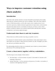 Ways to improve customer retention using churn analytics.docx