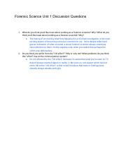 Forensic Science Unit 1 Discussion Questions.pdf
