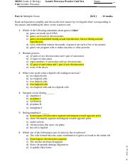 Practice Test Genetics - 2015 - Answers (Recovered).docx