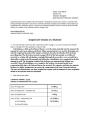 empirical formula of a hydrate lab report