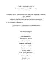 A Qualitative Study on the Experiences of the Lesbian, Gay, Bisexual and Transgender (LGBT) Communit