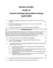 creative thinking and problem solving essay grade 10 memo