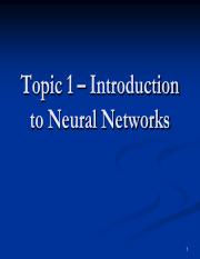 Topic 1 â Introduction to Neural Networks