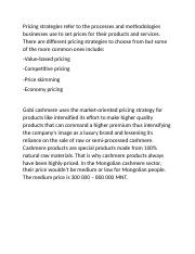 Gobi cashmere pricing strategy.docx
