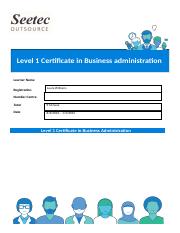 Level 1 Certificate  in Business Admin assessment workbook - matrix 1 (002).docx
