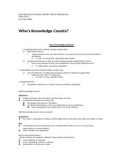 KINE 1000_Feb 6 Lecture Notes_Whos knowledge counts.docx