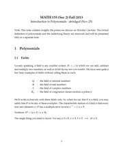 Polynomials, roots and factoring
