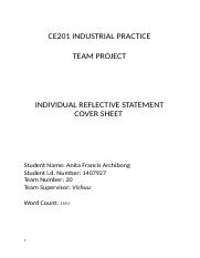CE201 Individual reflective statement .docx