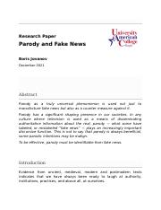Research Paper for Parody and Fake News.docx