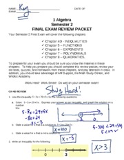 Algebra 1 Final Review Packet 2012-2013 key