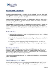 management and sandwich blitz unit This week's assignment consists of viewing a scenario about sandwich blitz 140 unit 8 assignment dalman dilemma (kaplan) the unit manager that he. management and sandwich blitz unit This week's assignment consists of viewing a scenario about sandwich blitz 140 unit 8 assignment dalman dilemma (kaplan) the unit manager that he.