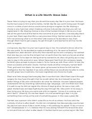 What Is a Life Worth Steve Jobs [Essay Example], 781 words GradesFixer.pdf