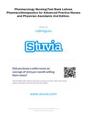Stuvia-813835-pharmacology-nursingtest-bank-lehnes-pharmacotherapeutics-for-advanced-practice-nurses