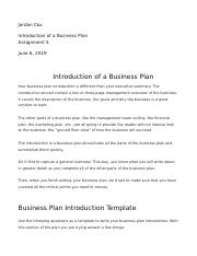 introduction to a business plan example