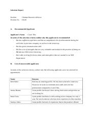 BSBHRM405 - Assessment Task 3 [Selection Report Template].docx