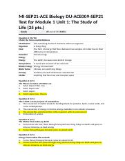 Module 1 Unit 1 - The Study of Life Test Answers.docx