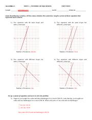 ALG2 Test - Unit 3 - Systems of Equations - ANSWER KEY.docx