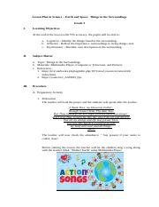 Lesson Plan in Science – Earth and Space  Things in the Surroundings.docx