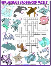 sea animals vocabulary esl crossword puzzle worksheets for kids.pdf