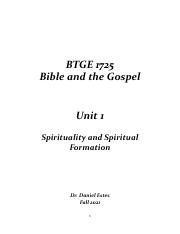 btge1725 class notes - Spirituality and Spiritual Formation (1).docx
