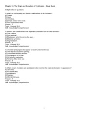 Chapter 34. The Origin and Evolution of Vertebrates - Study Guide