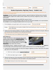 Big Bang Theory - Hubble's Law Performance Assessment.docx