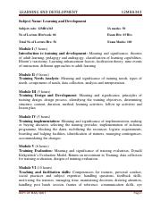 MBA-III-LEARNING & DEVELOPMENT [12MBAHR343]-NOTES