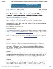 Impact of Entrepreneurial Leadership on Innovative Work Behavior_ Examining Mediation and Moderation