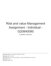 Risk and value Management Assignment - Individual - G20840090.pdf